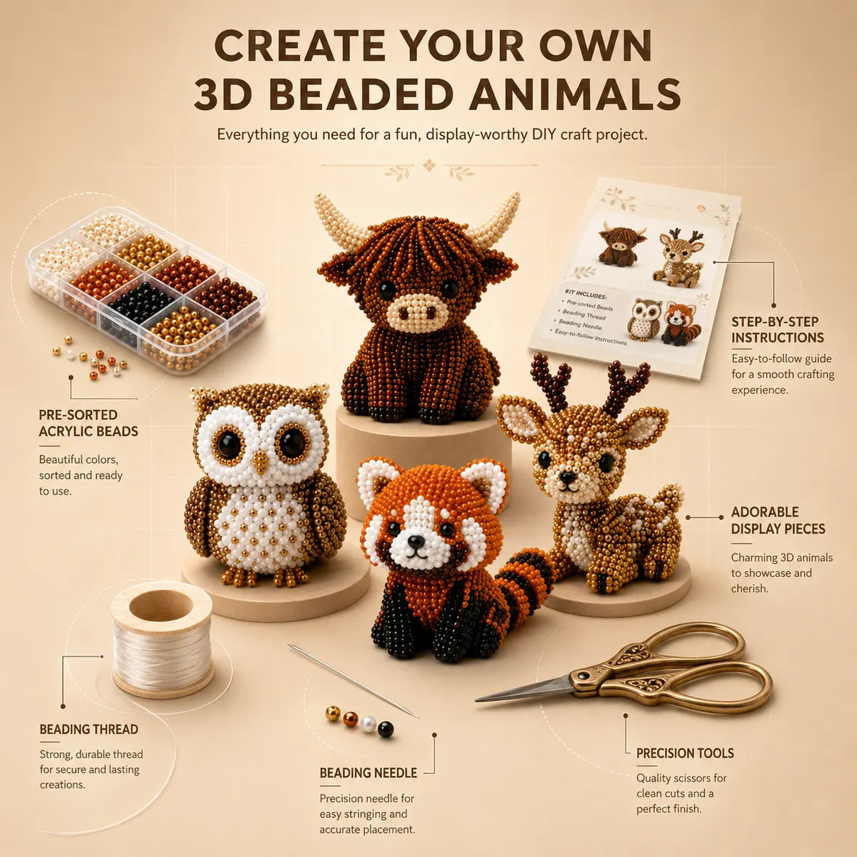 cyp-0623-Handmade Beaded Animal Set