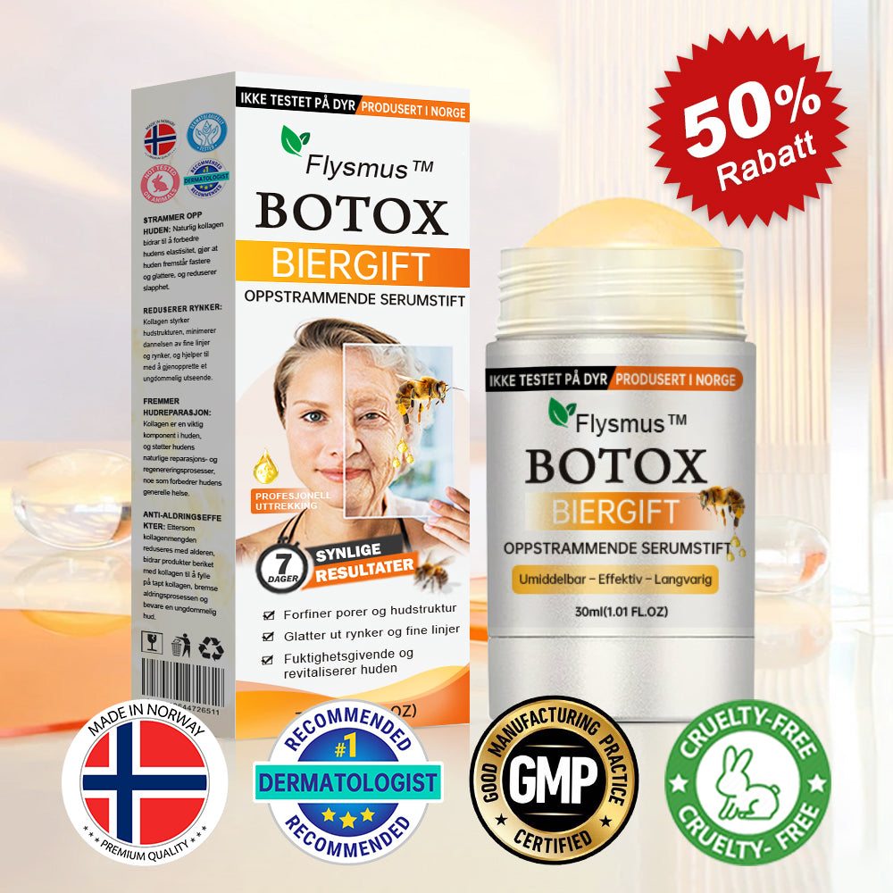 🌿Laget og sendt fra Norge✨Flysmus™ Botox Biegift Oppstrammende Serumstift👩‍🔬SISTE DAG – 70% RABATT